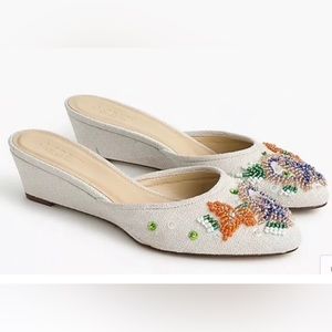 J. Crew Collection Blanche Beaded Mini-wedge Mules